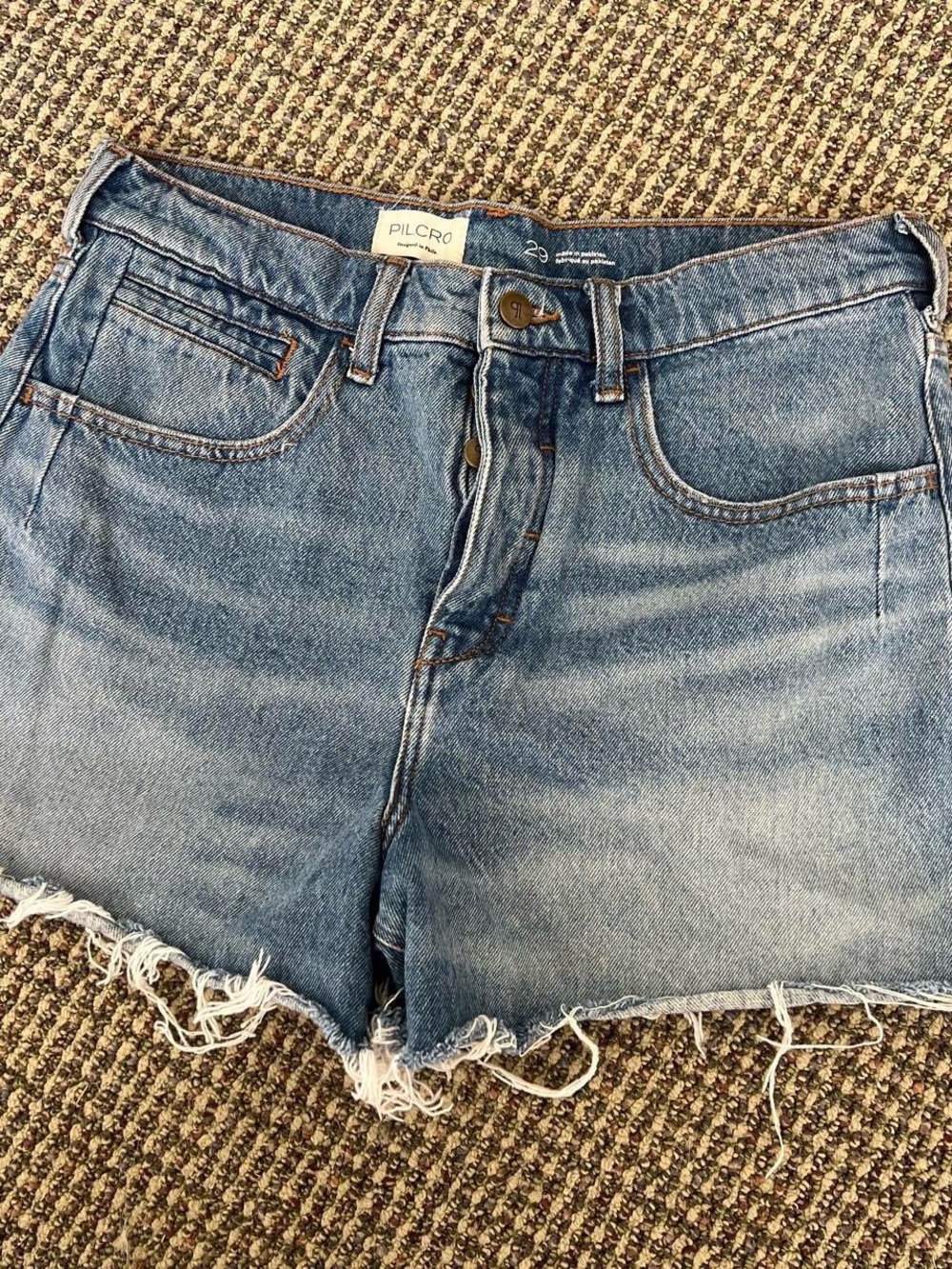Pilcro Light Blue High-Rise Cutoff Denim Shorts